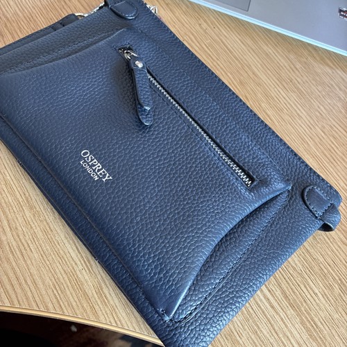 Osprey navy leather clutch - osprey,